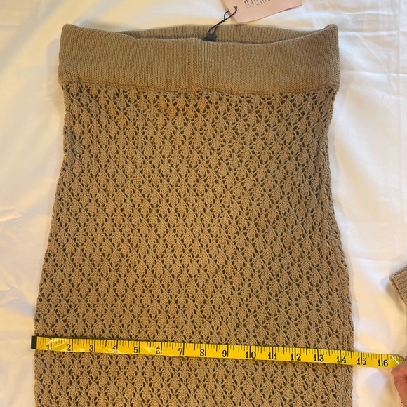 Missguided Pointelle Matching Set Tan Crotchet Crop Top & Skirt Size 6/8 petite - Picture 5 of 15